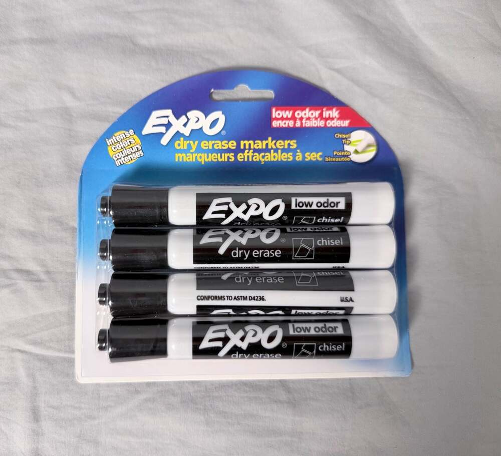 Expo Low Odor Dry Erase Markers, Chisel Tip, Black, 4-Pack BULK (9 packs)